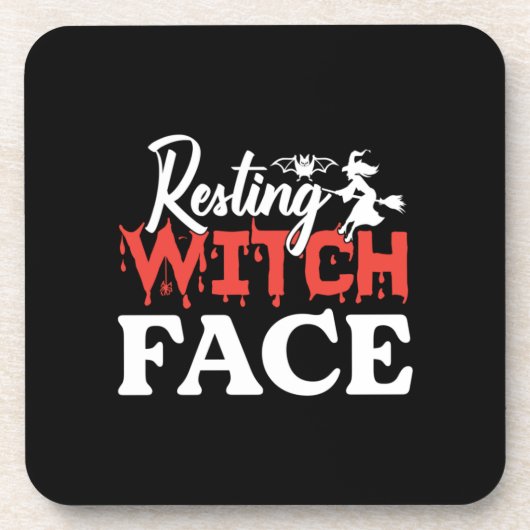 Halloween Resting Witch Facce Birthday Getränkeuntersetzer (Vorderseite)