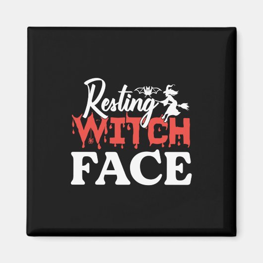 Halloween Resting Witch Facce Birthday Magnet (Vorne)