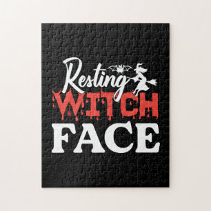 Halloween Resting Witch Facce Birthday Puzzle