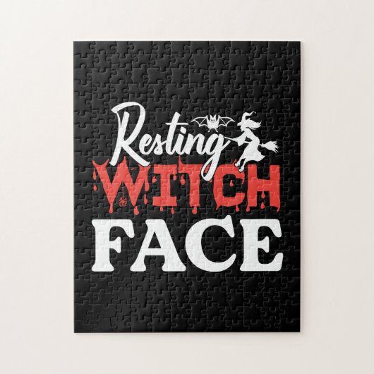 Halloween Resting Witch Facce Birthday Puzzle (Vertikal)