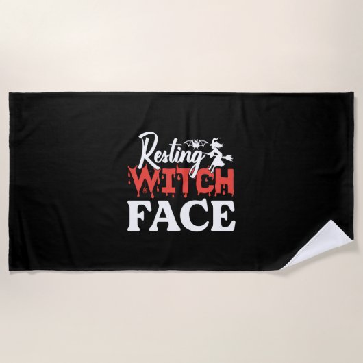 Halloween Resting Witch Facce Birthday Strandtuch (Vorderseite)
