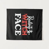 Halloween Resting Witch Facce Birthday Wandteppich (Vorderseite (Horizontal))