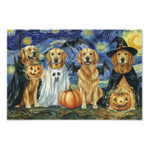 Halloween Retriever Hunde Ghost Boo Hexen Kostüm Fotodruck