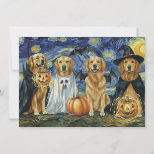 Halloween Retriever Hunde Ghost Boo Witch Kostüm Einladung