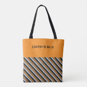 Halloween Retro 1960er Diagonal Stripe Orange Name Tasche (Rückseite)