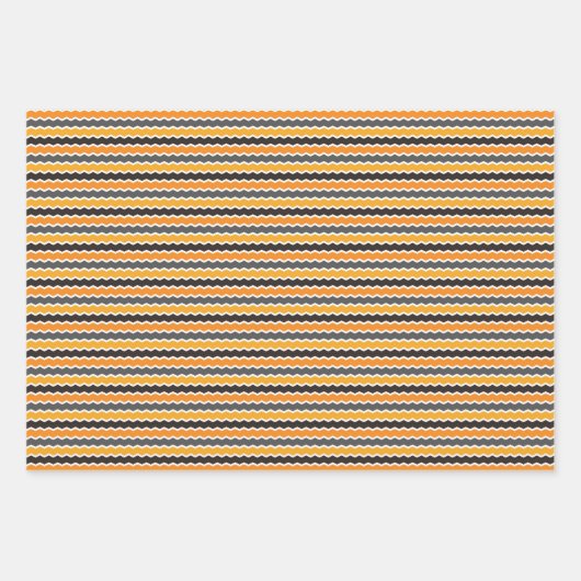 Halloween Retro 1960er Zickzack Orange White Black Geschenkpapier Set (Vorderseite 3)