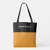 Halloween Retro Bright Orange Zickzack Black Name Tasche (Rückseite)