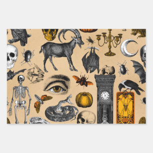 Halloween Retro Creepy Decoration Geschenkmuster Geschenkpapier Set