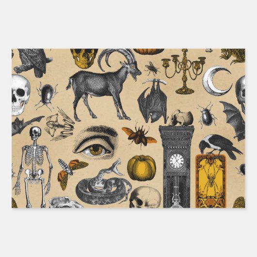 Halloween Retro Creepy Decoration Geschenkmuster Geschenkpapier Set (Vorderseite)