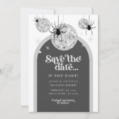 Halloween Retro Disco Spider Wedding speichern Sie Einladung (Vorderseite)
