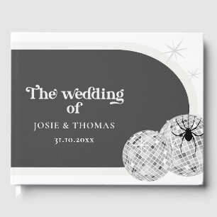 Halloween Retro Disco Spiders & Disco Ball Wedding Gästebuch