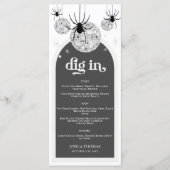 Halloween Retro Disco Spiders & Disco Ball Wedding Menükarte (Vorderseite)