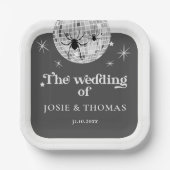 Halloween Retro Disco Spiders & Disco Ball Wedding Pappteller (Vorderseite)
