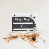 Halloween Retro Disco Spiders & Disco Ball Wedding RSVP Karte