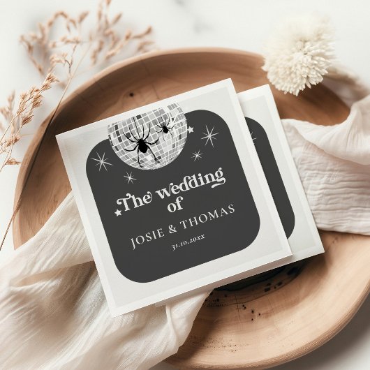 Halloween Retro Disco Spiders & Disco Ball Wedding Serviette