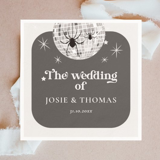 Halloween Retro Disco Spiders & Disco Ball Wedding Serviette