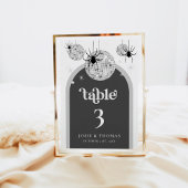 Halloween Retro Disco Spiders & Disco Ball Wedding Tischnummer
