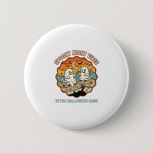 Halloween Retro-Geister-Nacht Button (Vorderseite)