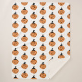 Halloween Retro Geometric Schwarz-weiß Pumpkins Sherpadecke (Vorderseite)