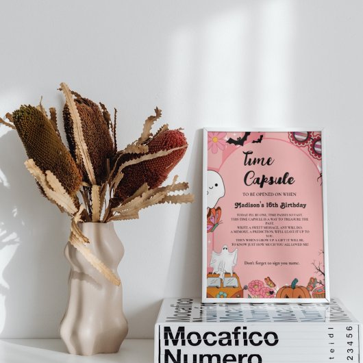 Halloween Retro Groovy 1. Geburtstag Kapsel Poster