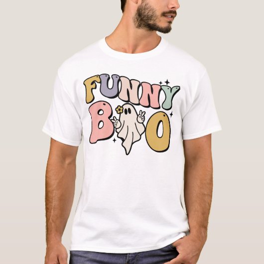 HALLOWEEN RETRO GROOVY FUNNY BOO GHOST T-Shirt (Vorderseite)