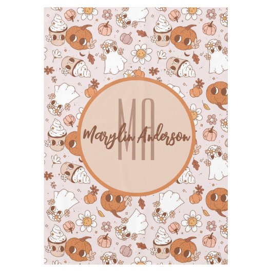 HALLOWEEN RETRO GROOVY PUMPKINS UND GHOSTEN TISCHDECKE (Vorderseite)