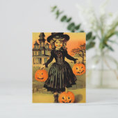 Halloween Retro Hexe Postkarte (Stehend Vorderseite)