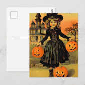 Halloween Retro Hexe Postkarte (Vorne/Hinten)