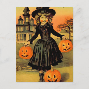 Halloween Retro Hexe Postkarte