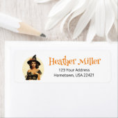 Halloween Retro Hexenrücksendetikett (Insitu)