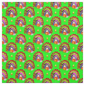 Halloween Retro Leopard Rainbow Pumpkin auf Green Stoff (Muster)
