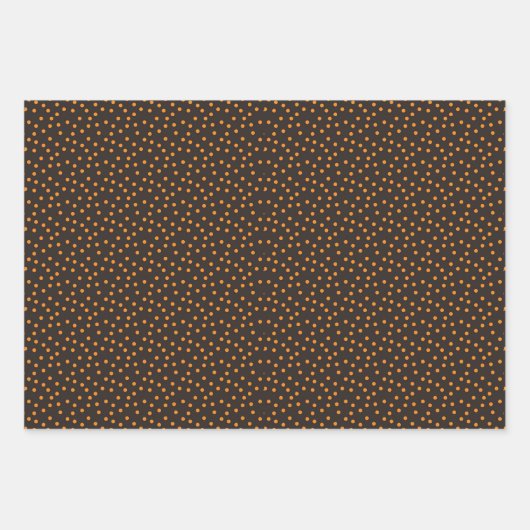 Halloween Retro Orange Polka Dot Schwarzer Hinterg Geschenkpapier Set (Vorderseite 3)