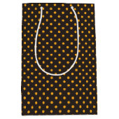 Halloween Retro Orange Polka Dot Schwarzer Hinterg Mittlere Geschenktüte (Vorderseite)