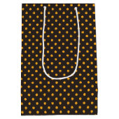 Halloween Retro Orange Polka Dot Schwarzer Hinterg Mittlere Geschenktüte (Rückseite)