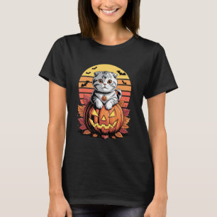 Halloween Retro Scottish Fold Katze Coupari T-Shirt