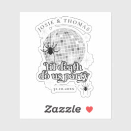 Halloween Retro Spiders & Disco Ball Wedding Aufkleber