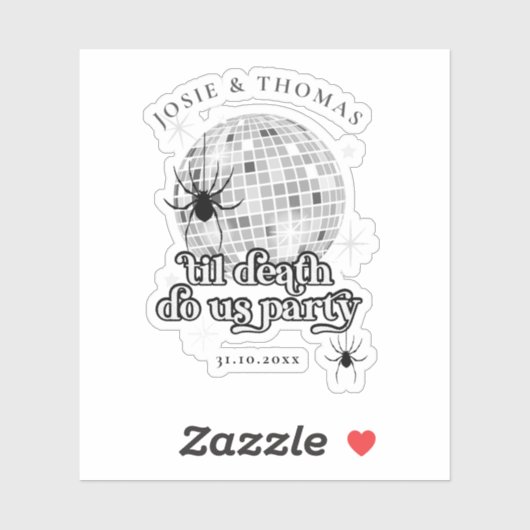 Halloween Retro Spiders & Disco Ball Wedding Aufkleber (Blatt)