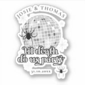 Halloween Retro Spiders & Disco Ball Wedding Aufkleber (Vorderseite)