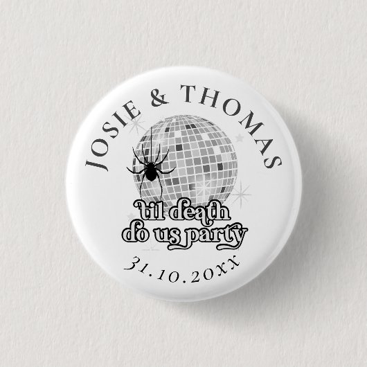 Halloween Retro Spiders & Disco Ball Wedding Button (Vorderseite)