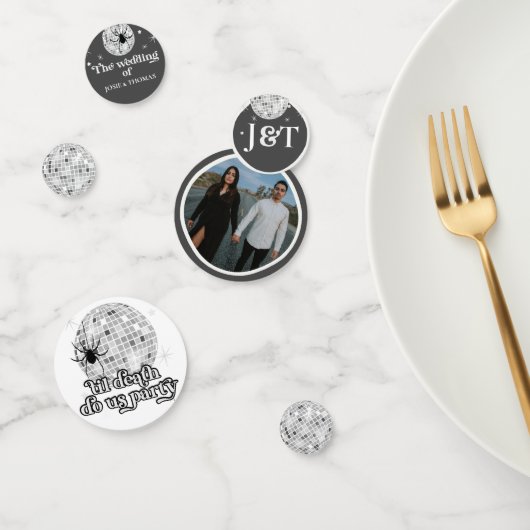 Halloween Retro Spiders & Disco Ball Wedding Foto Konfetti (Gruppe)