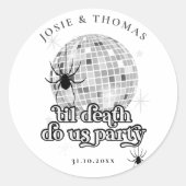 Halloween Retro Spiders & Disco Ball Wedding Runder Aufkleber (Vorderseite)