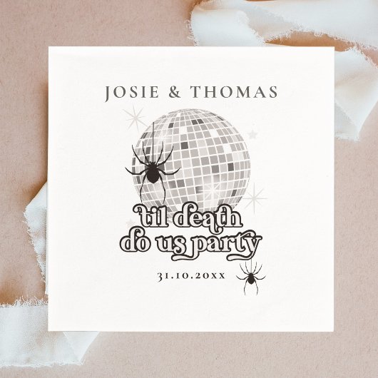 Halloween Retro Spiders & Disco Ball Wedding Serviette