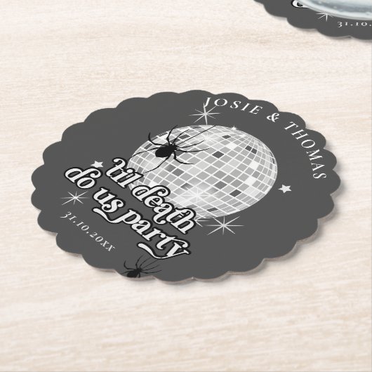 Halloween Retro Spiders & Disco Ball Wedding Untersetzer (angewinkelt)