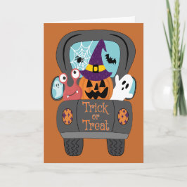 Halloween Retro Truck Trick oder Tretmonster Karte
