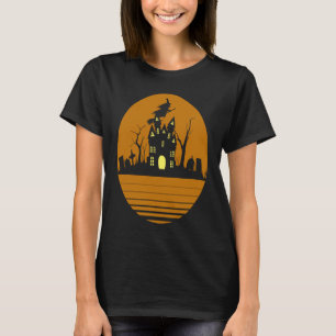 halloween Retro Vintages Spuk Haus Vollmond T-Shirt