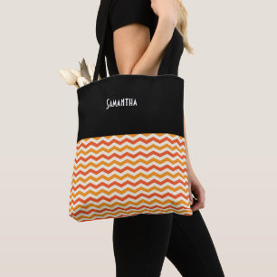Halloween Retro Zickzack Schwarz Orange Tasche