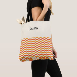 Halloween Retro Zickzack weißer Orange-Kürbis Tasche
