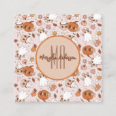 HALLOWEEN RETROGROOVY PUMPKINS UND GHOSTEN QUADRATISCHE VISITENKARTE (Vorderseite)