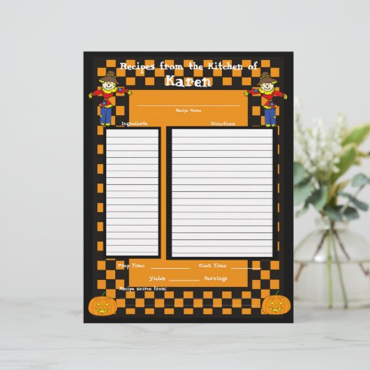 Halloween-Rezept-Seite (Stehend Vorderseite)