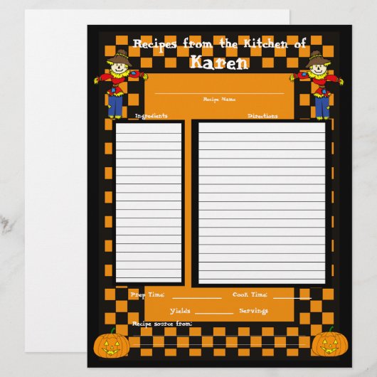 Halloween-Rezept-Seite (Vorne/Hinten)